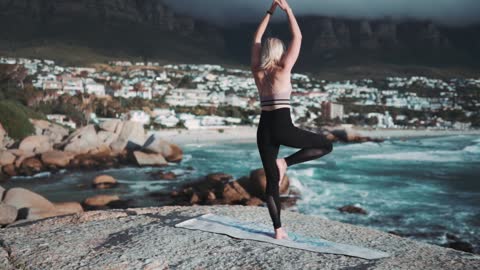 yoga at beach