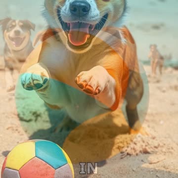 Dog Attempts to Fetch a Beach Ball