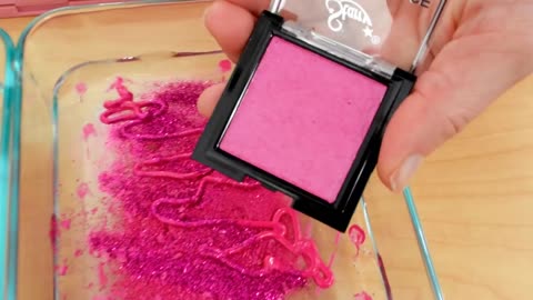 Pink vs Pink - Mixing Makeup Eyeshadow Into Slime! Special Series 152 Satisfying