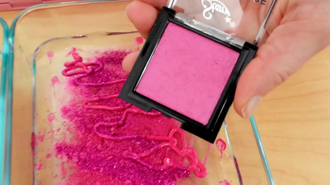 Pink vs Pink - Mixing Makeup Eyeshadow Into Slime! Special Series 152 Satisfying