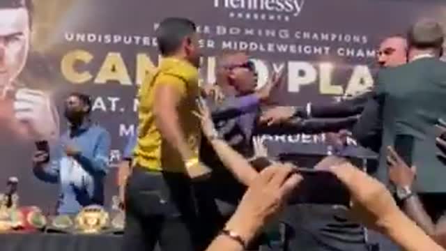 Heated face off here before the #CaneloPlant press conference