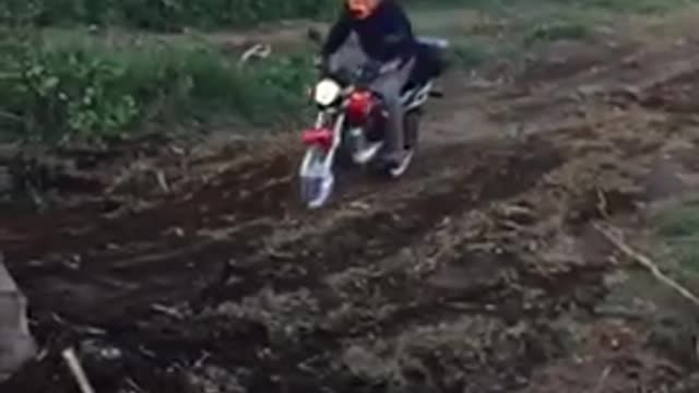 Kid motorcycle dirt bike hill jump fail falls