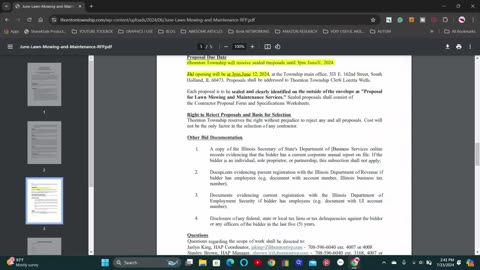 Thornton Township, Illinois RFP Explanation, Supervisor Tiffany Henyard