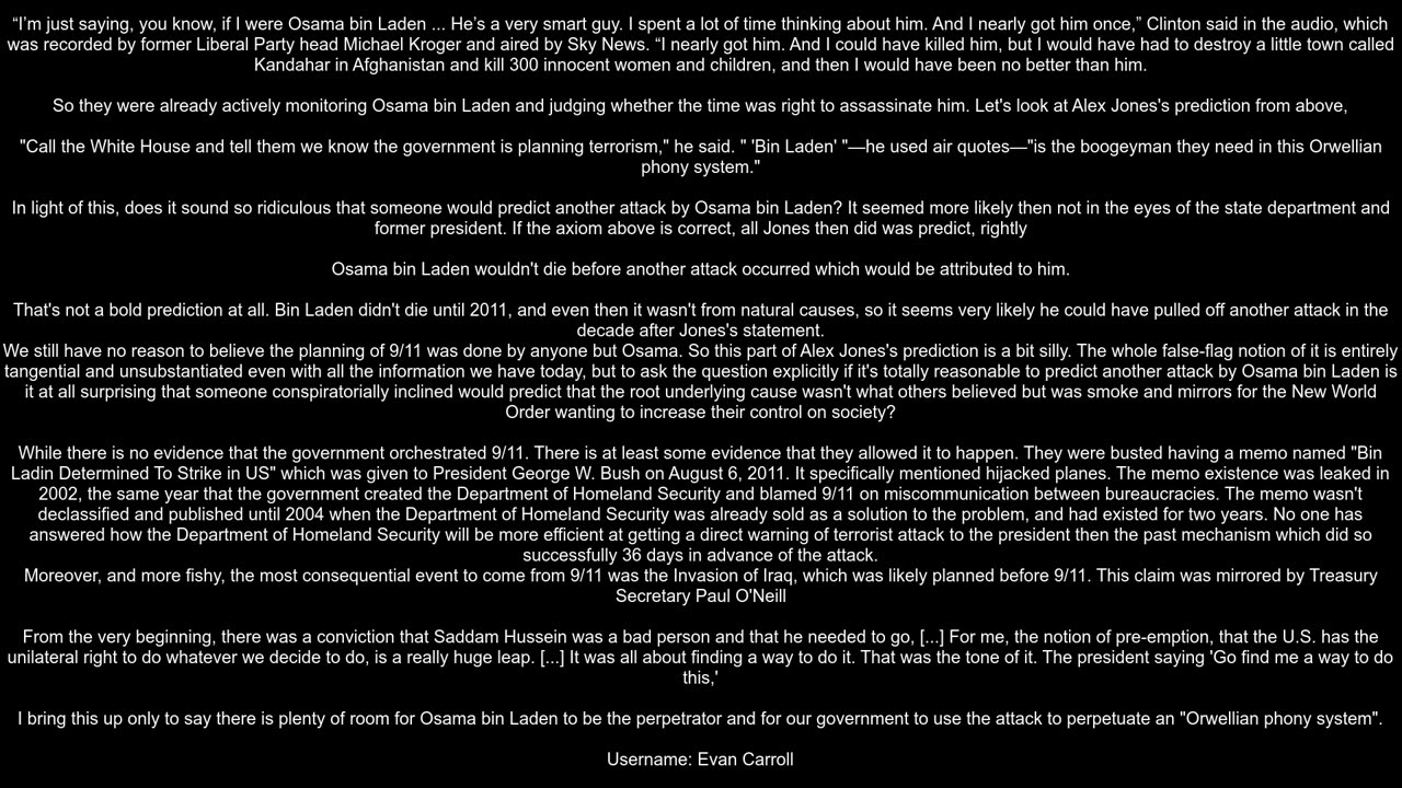 Did Alex Jones warn of an attack on the United States by Osama Bin Laden in July of 2001
