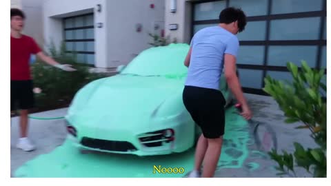 SLIME PRANK ON TWIN BROTHER'S CAR