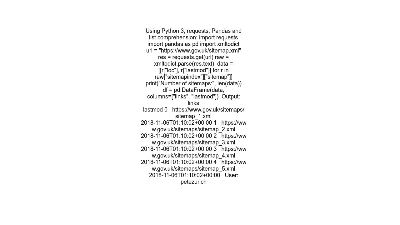 Parse XML Sitemap with Python