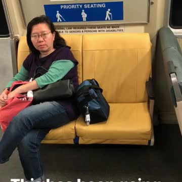 Woman yelling at empty subway car