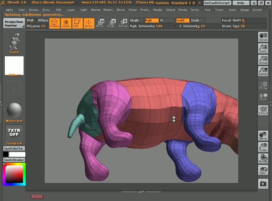 Using ZBrush examples to shape the process of animal hippopotamus