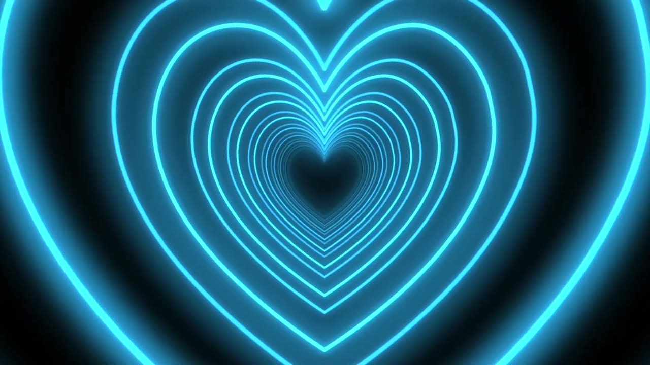 630. Color Changing Heart Tunnel🩵💙Blue Heart Background Heart