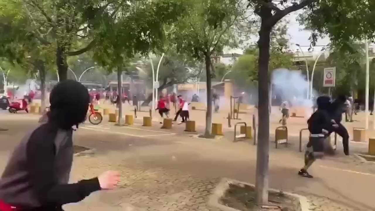 Enfrentamientos entre aficionados del Athletic de Bilbao y el Mallorca.