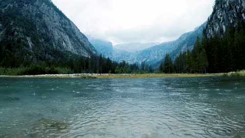 Rainfall in the River. ( Ultra HD 4K).