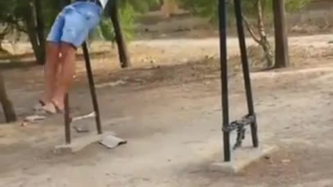 Funny guy falls at the park