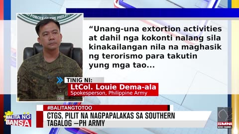 CTGs, pilit na nagpapalakas sa Southern tagalog —PH Army