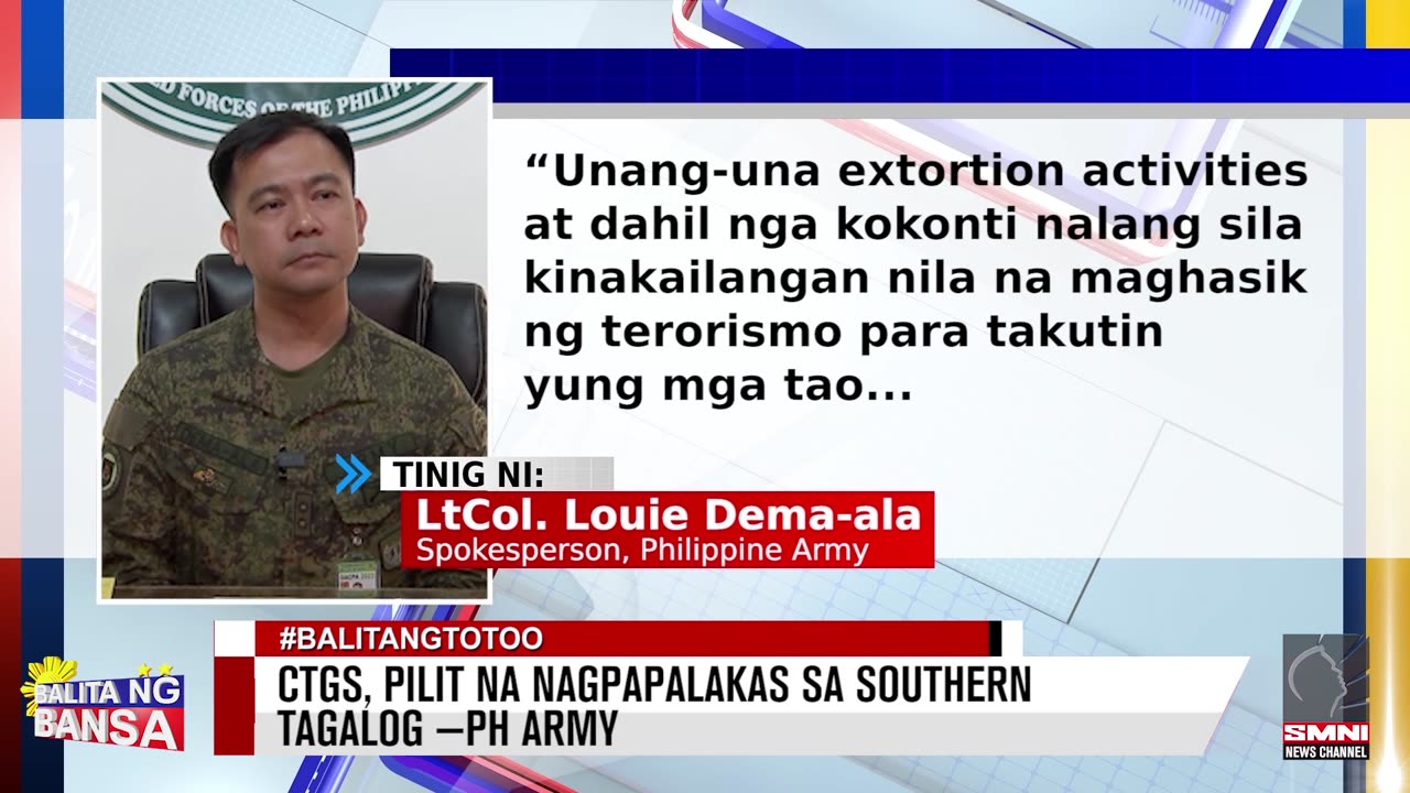 CTGs, pilit na nagpapalakas sa Southern tagalog —PH Army