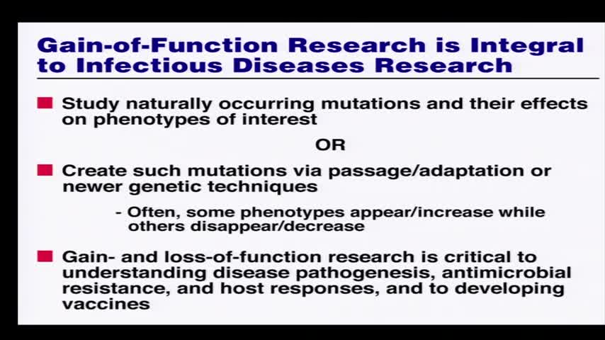 2012 - Dr. Fauci Speaks at Gain-of-Function Conference