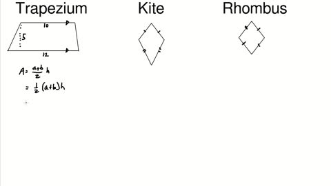 Area of Trapezium Kite and Rhombus