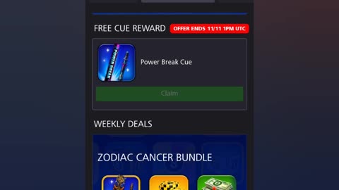 Free Friday Rewards Beautifull Cue 😱😎 ! #8BallPool #8BP #8BallPoolGame #8BPGame.