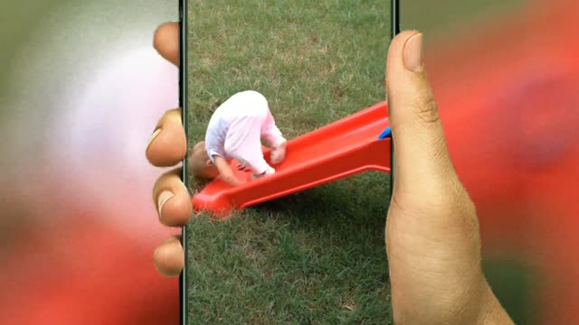 Cute babies funny fails while riding on garden slider.