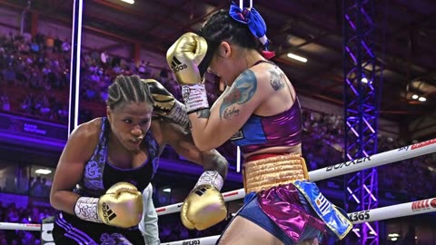 Caroline Dubois knocks down Maira Moneo as she claims WBC interim lightweight championship