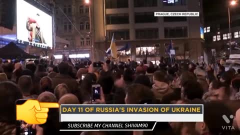 Ukraine President Zelensky speaks at anti-war rallies on day 11 of the Russian invasion |