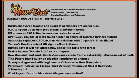 Tuesday, August 13, 2024 News Blast