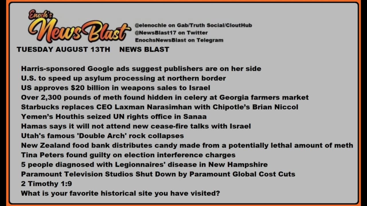 Tuesday, August 13, 2024 News Blast