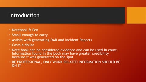 GA Basic Security Officer Course Part 8: Report Writing