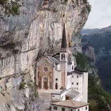 Historic mountainside church in Italy