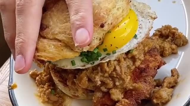 fried chicken and biscuit