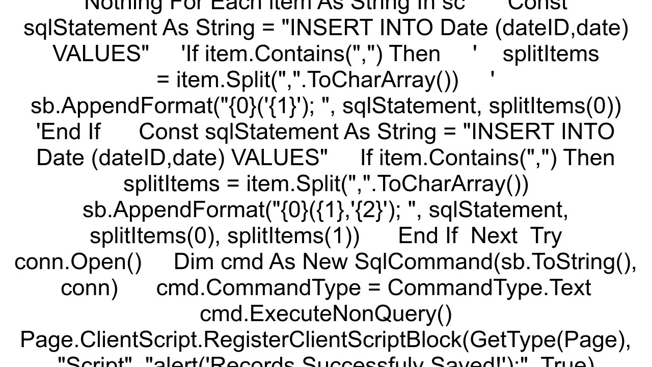 error ExecuteNonQuery CommandText property has not been initialized