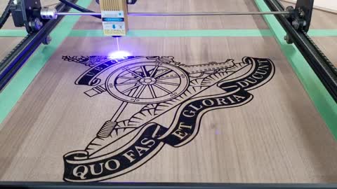 Engraving A Poker Table Top With The Royal Regiment of Canadian Artillery Crest