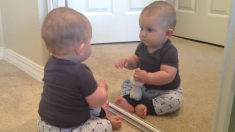 Baby meet Mirror Funny Video