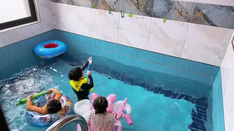 Video of fun children playing in the water