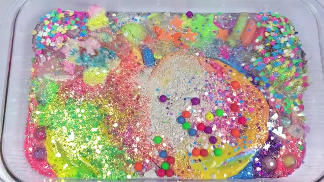 Rainbow Neon - Glitter with Slime - Oddly Satisfying