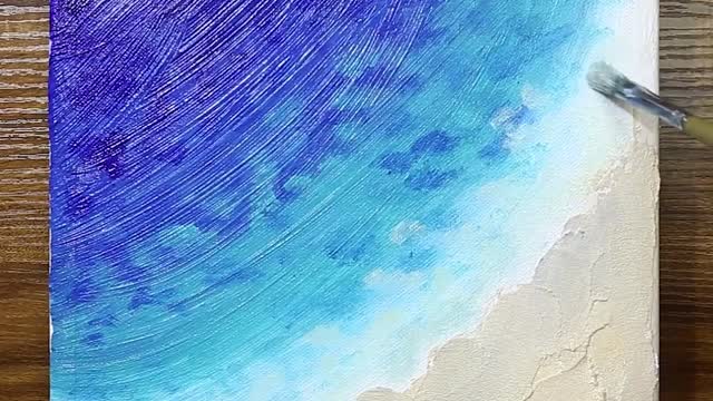 [Acrylic painting] 02: Sunshine ~ beach ~ waves ~ and endless shells.