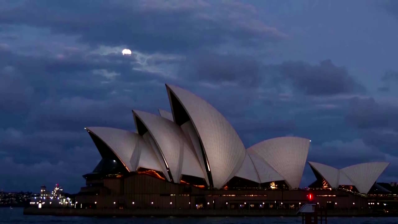 First supermoon of 2024 rises over Sydney Opera House