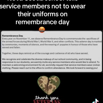 Nova Scotia school tells service members not to wear their uniforms on remembrance day