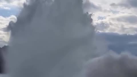Giant wave on the promenade of San Sebastian, Spain.