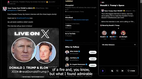 Elon Musk Talks with Donald Trump LIVE on X Spaces - WITH CAPTIONS