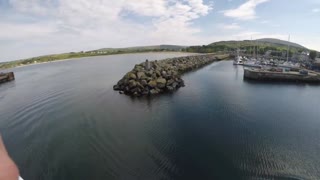 Mark Clark Portrush driving on Rathlin Island with Dad 2019.