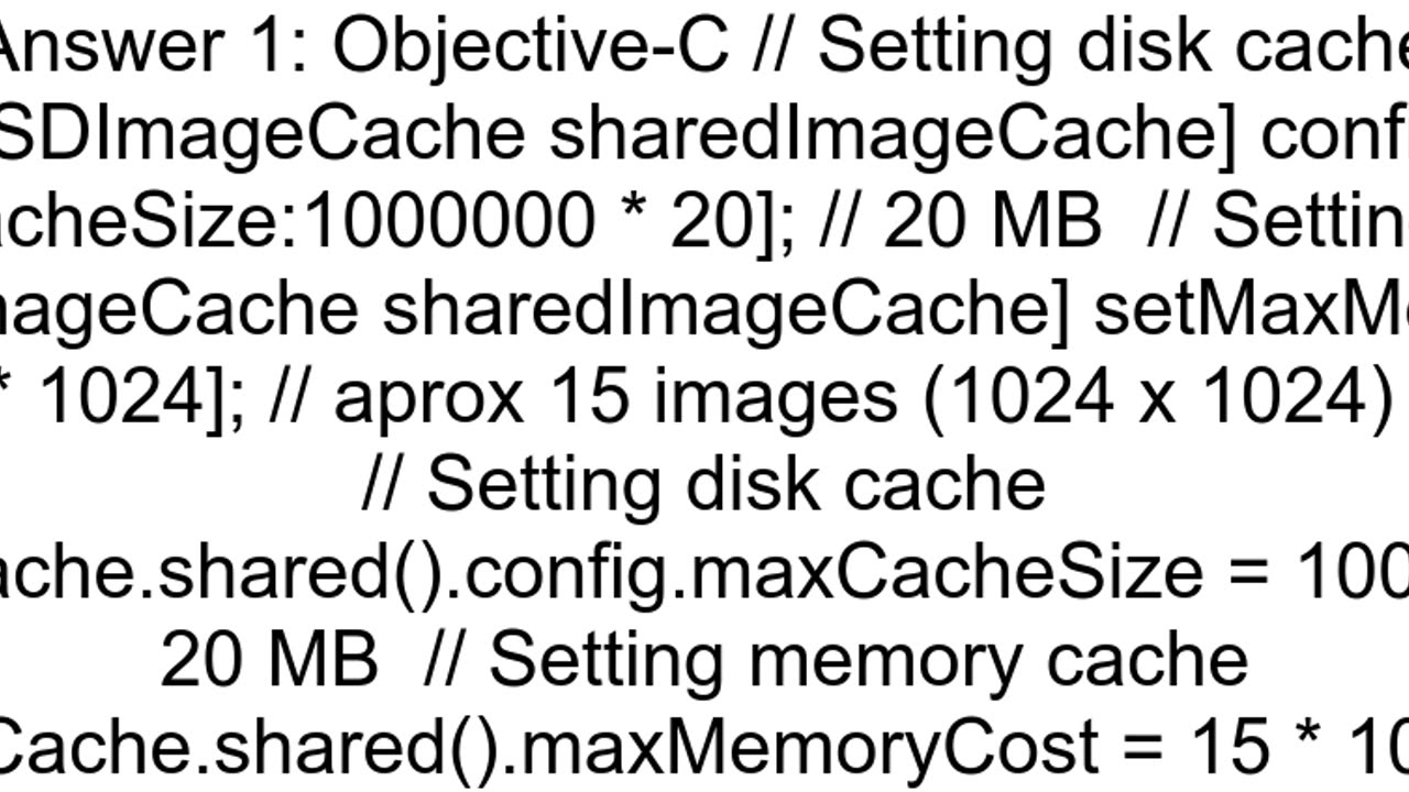 How to limit the size of disk and memory cache of SDImageCache