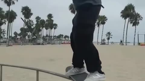 Skateboarding on the beach