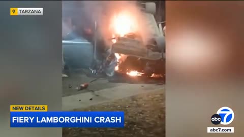 Fiery Lamborghini crash in Tarzana injures driver fleeing CHP