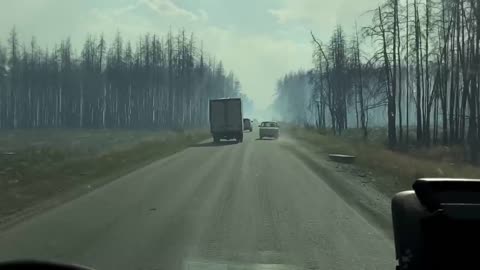 The road to Severodonetsk. The tanks that were hit and destroyed can be seen.
