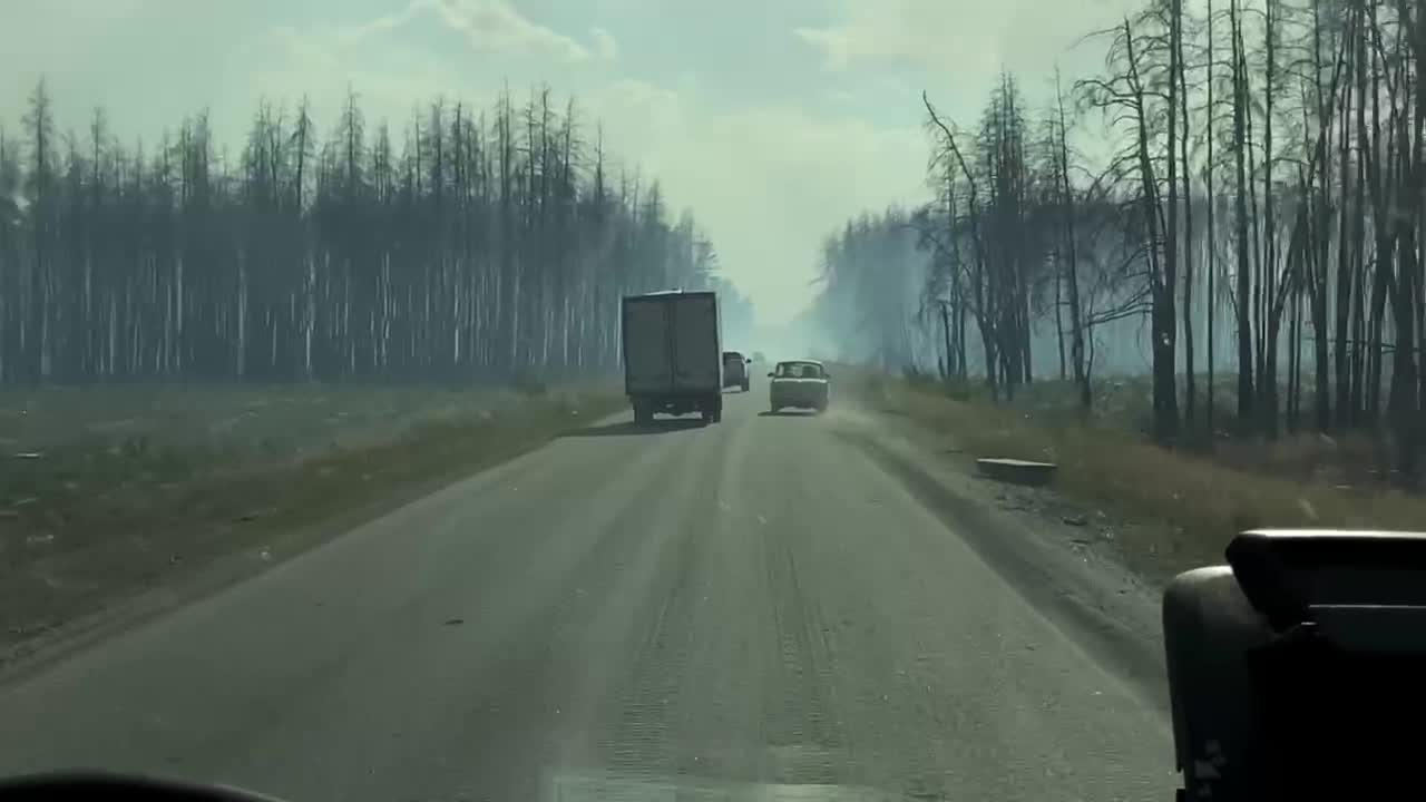 The road to Severodonetsk. The tanks that were hit and destroyed can be seen.