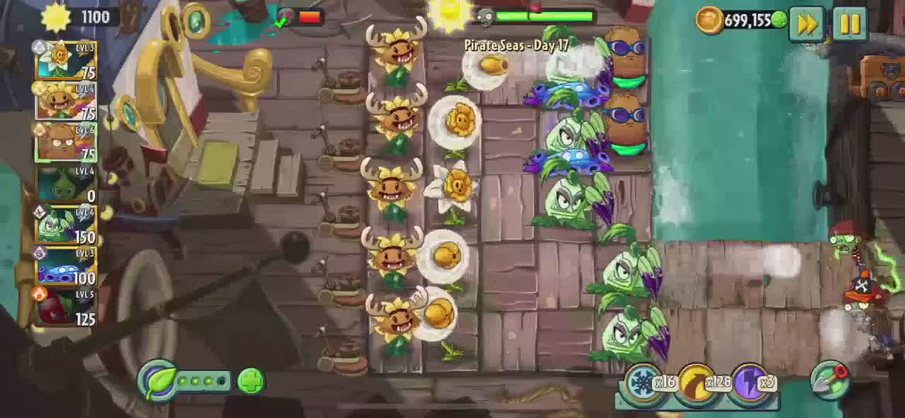 Plants vs Zombies 2 Pirate Seas - Day 17