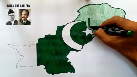 Drawing of Pakistan Map with Kashmir