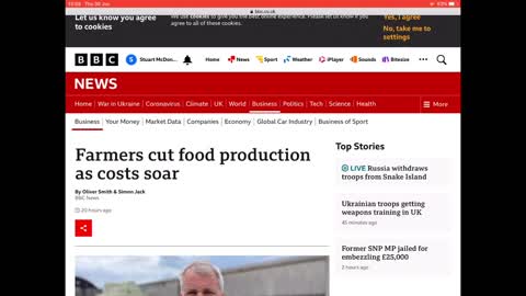 BBC News: UK Farmers Growing Less Food, some Dairy Farmers and Pig Farmers giving up due to cost