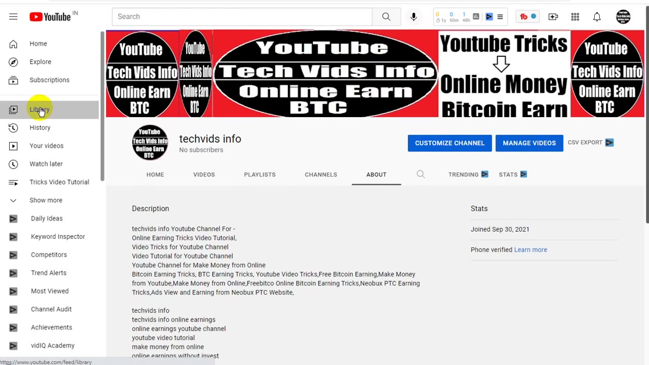 How To Check Youtube Channel Library for Count Subscriptions Uploads Likes - How To Check YT Library
