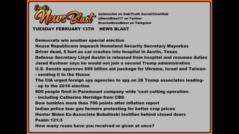 Tuesday, February 13, 2024 News Blast